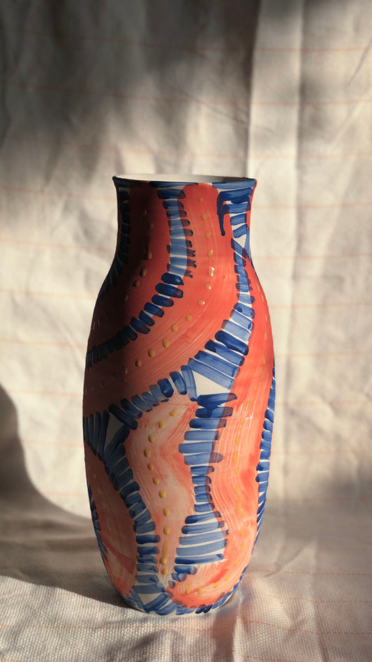 Coral/Cobalt Vase