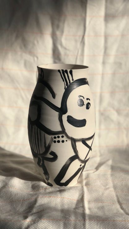 Black/White Anthropoid Vase #2