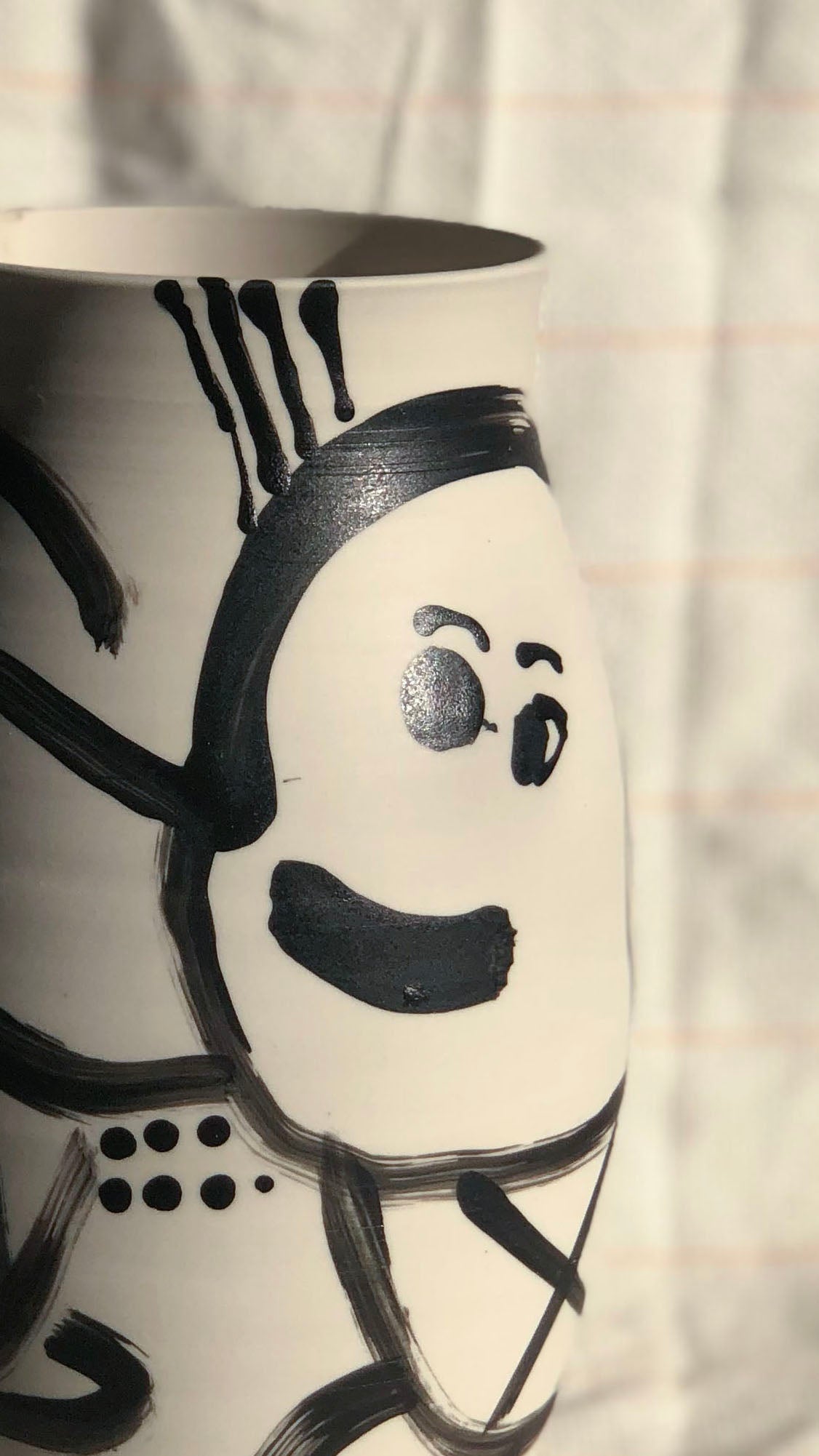 Black/White Anthropoid Vase #2