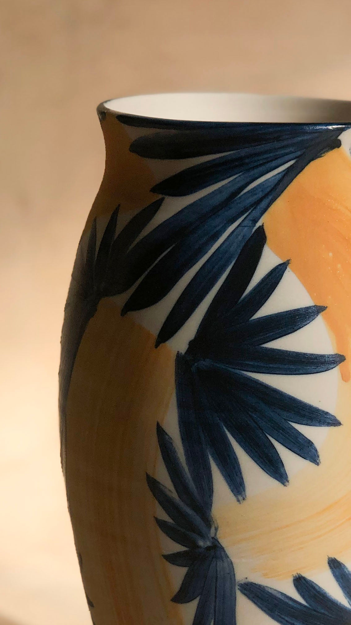 Small Ochre Cobalt Vase